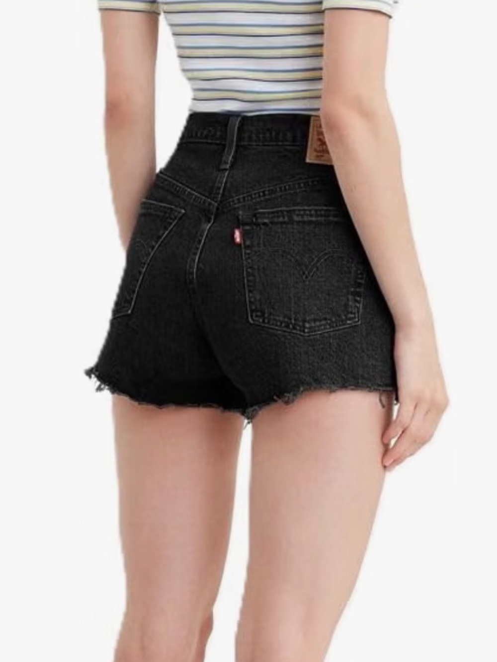 Levi’s ribcage shorts Jolie thorax 24 button fly black jeans denim distressed